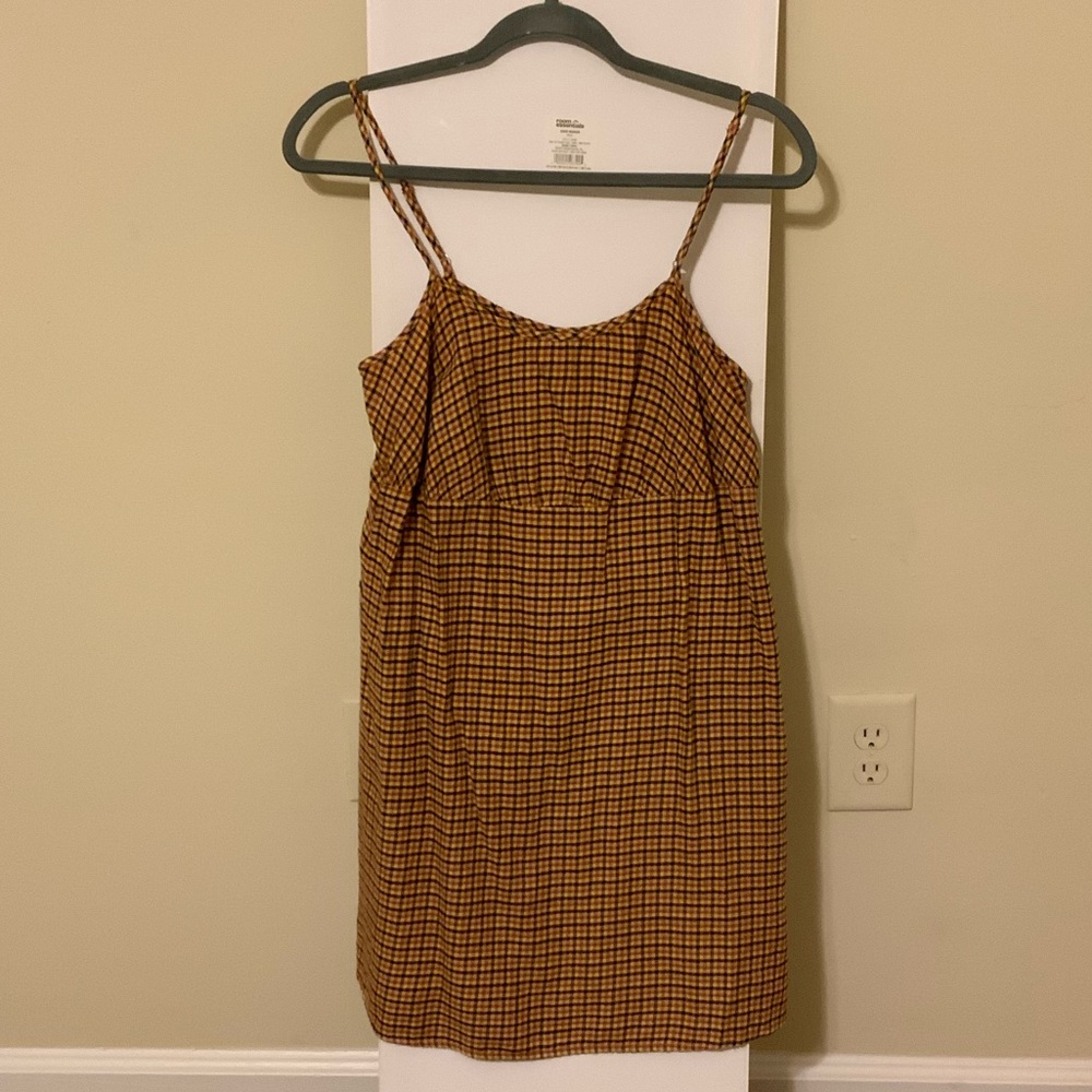 Brown/Orange Plaid Pinafore Dress